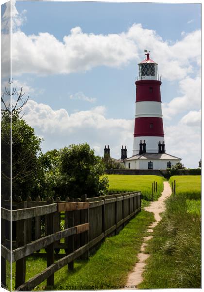 Happisburgh lighthouse at the end of the path Canvas Print by Clive Wells