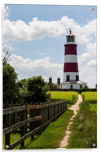 Happisburgh lighthouse at the end of the path Acrylic by Clive Wells