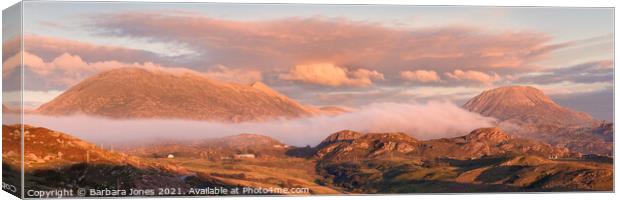 Arkle and Foinaven Sunset Sutherland Scotland Canvas Print by Barbara Jones