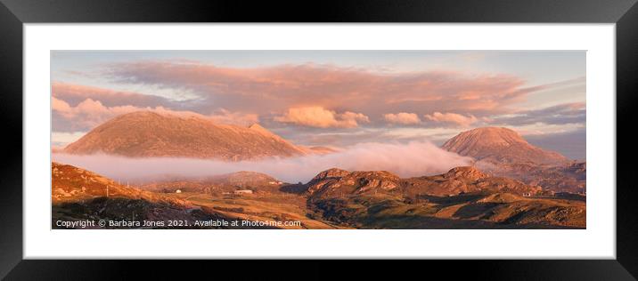 Arkle and Foinaven Sunset Sutherland Scotland Framed Mounted Print by Barbara Jones