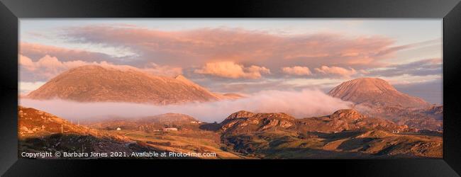 Arkle and Foinaven Sunset Sutherland Scotland Framed Print by Barbara Jones