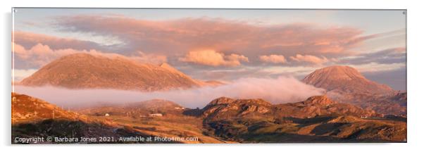 Arkle and Foinaven Sunset Sutherland Scotland Acrylic by Barbara Jones