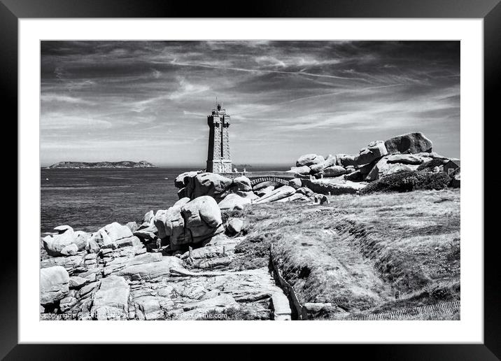 Ploumanac'h Lighthouse - C1506-1767-BW Framed Mounted Print by Jordi Carrio