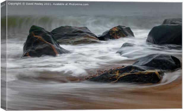 Crashing waves on Caister Beach Norfolk Canvas Print by David Powley