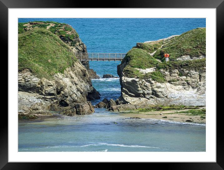 Porth Island Bridge , Newquay on the Cornish coast Framed Mounted Print by Tony Twyman