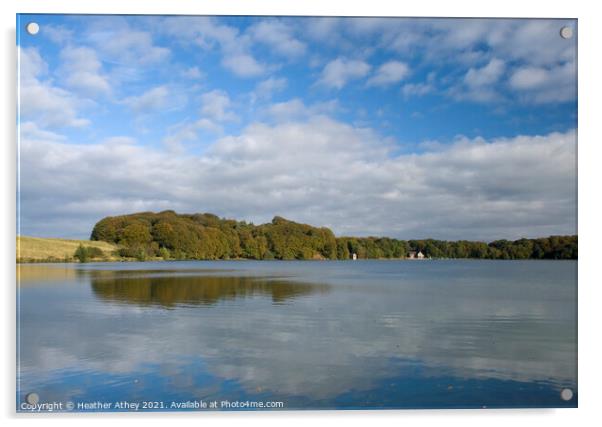 Reflections at Talkin Tarn Acrylic by Heather Athey