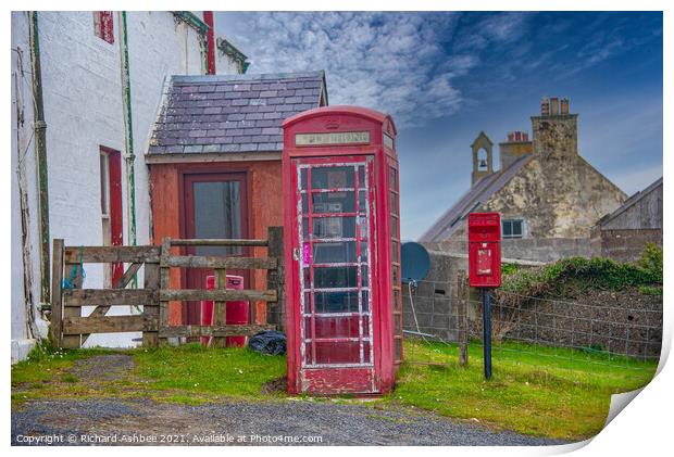 The Red telephone box, Shetland Print by Richard Ashbee