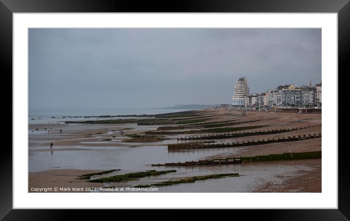 Low Tide at Hastings Seafront. Framed Mounted Print by Mark Ward