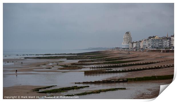 Low Tide at Hastings Seafront. Print by Mark Ward