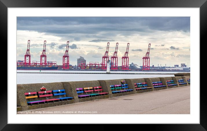 New Brighton and Liverpool Cranes Framed Mounted Print by Philip Brookes