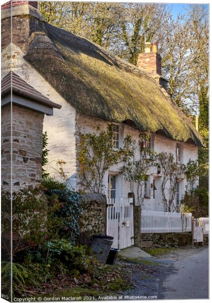 Holiday Cottage, Helford Village, Cornwall Canvas Print by Gordon Maclaren