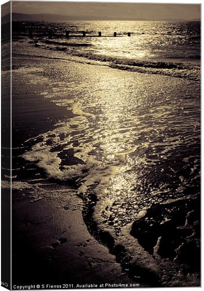 Sunset at Rhyl beach in summer Canvas Print by S Fierros