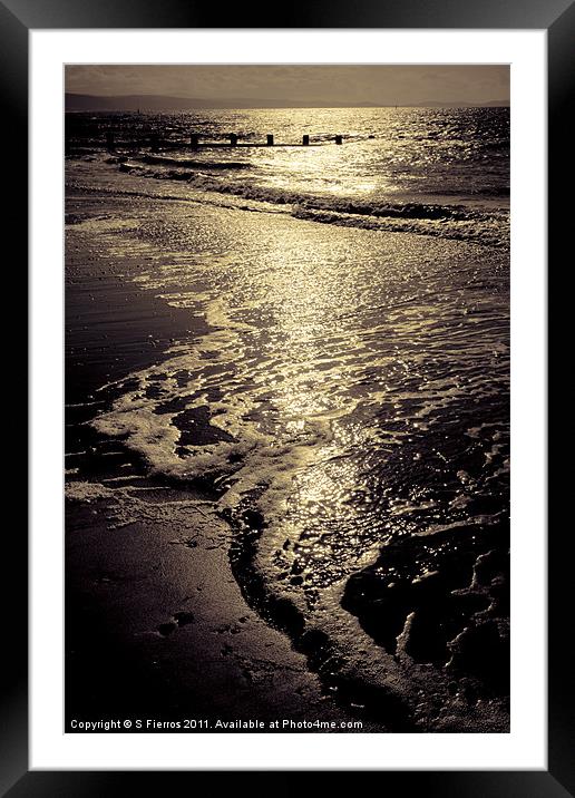 Sunset at Rhyl beach in summer Framed Mounted Print by S Fierros