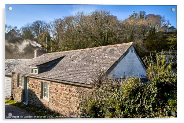 Cornish Cottage, Helford, Cornwall Acrylic by Gordon Maclaren