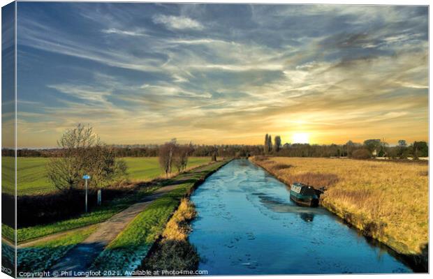 Sunset over Leeds Liverpool Canal  Canvas Print by Phil Longfoot