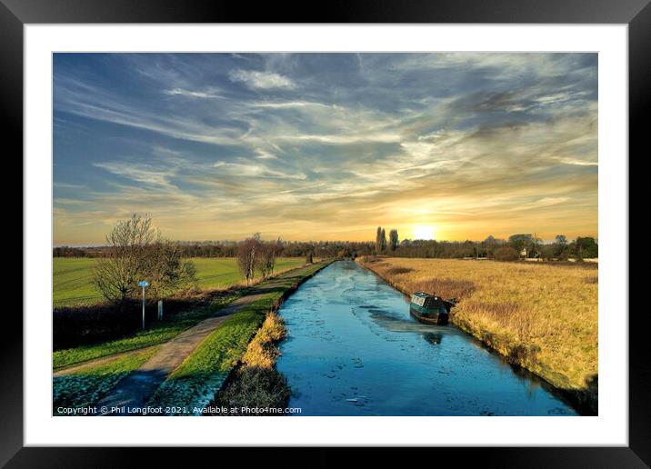 Sunset over Leeds Liverpool Canal  Framed Mounted Print by Phil Longfoot