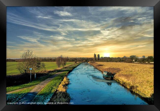 Sunset over Leeds Liverpool Canal  Framed Print by Phil Longfoot
