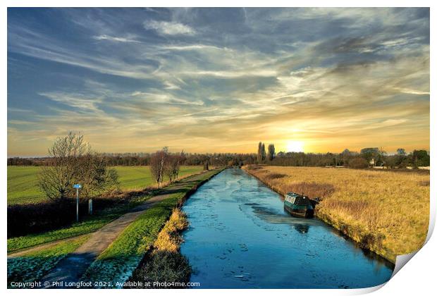 Sunset over Leeds Liverpool Canal  Print by Phil Longfoot