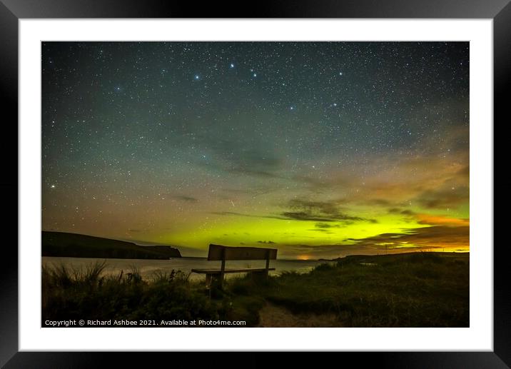 Magnificent viewing point for a Shetland Aurora Framed Mounted Print by Richard Ashbee