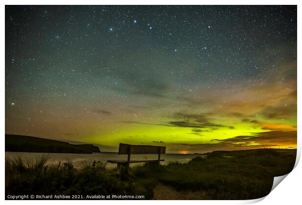 Magnificent viewing point for a Shetland Aurora Print by Richard Ashbee
