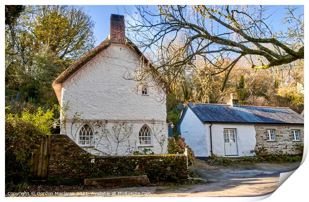 Holiday Cottages, Helford Village, Cornwall Print by Gordon Maclaren