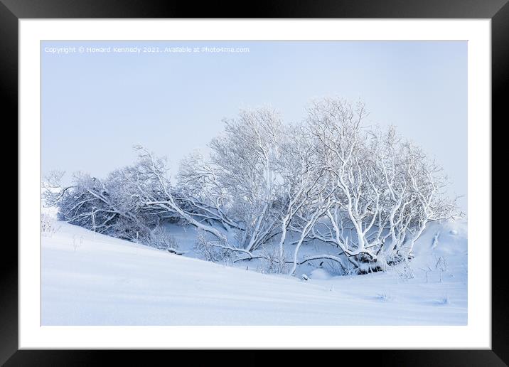 Tree buried in snowdrift on Rannoch Moor Framed Mounted Print by Howard Kennedy