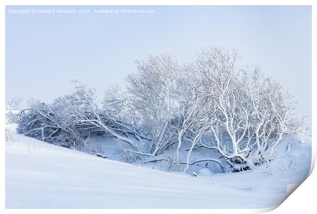 Tree buried in snowdrift on Rannoch Moor Print by Howard Kennedy