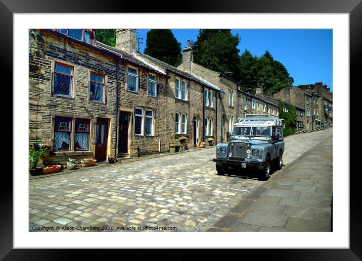 Haworth Main Street Landrover Framed Mounted Print by Alison Chambers