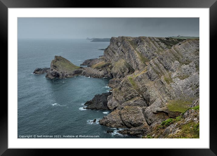 The Knave, Gower Peninsula Framed Mounted Print by Neil Holman