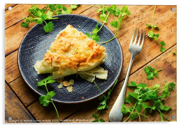 Homemade pie with cheese and cottage cheese Acrylic by Mykola Lunov Mykola