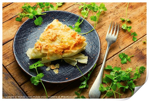 Homemade pie with cheese and cottage cheese Print by Mykola Lunov Mykola