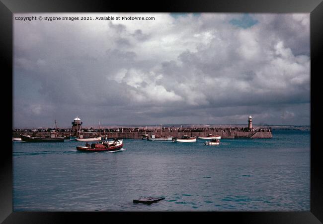 Stormy Sky and Lifeboat St Ives Cornwall 1956 Framed Print by Bygone Images