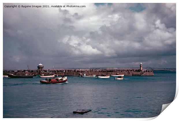 Stormy Sky and Lifeboat St Ives Cornwall 1956 Print by Bygone Images