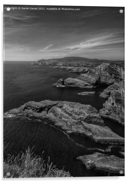 Kerry Cliffs #2, Ireland (mono) Acrylic by Derek Daniel