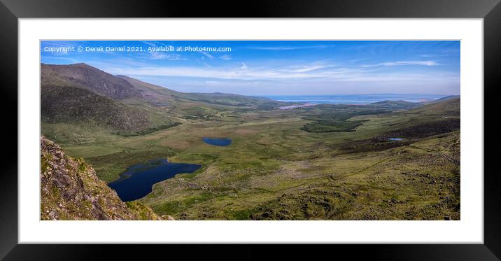 View from the top of Conor Pass (panoramic) Framed Mounted Print by Derek Daniel