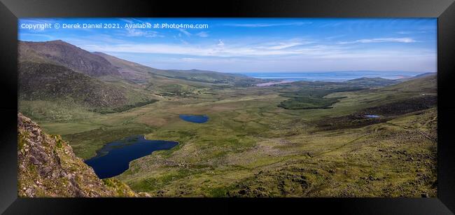 View from the top of Conor Pass (panoramic) Framed Print by Derek Daniel