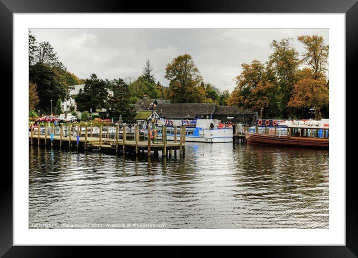 Boats and Jetties Lake Windermere Framed Mounted Print by Diana Mower