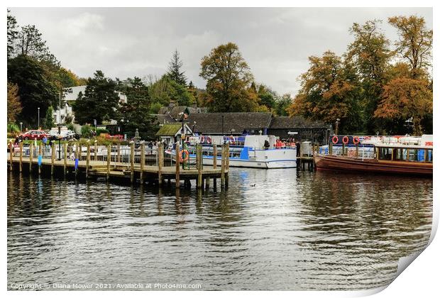 Boats and Jetties Lake Windermere Print by Diana Mower