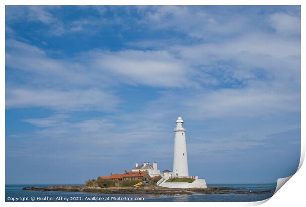 St Mar's Lighthouse Print by Heather Athey