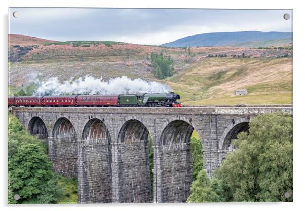 Flying Scotsman on the Dent Viaduct Acrylic by James Marsden