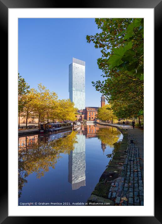 Beetham Tower Reflected in Bridgewater Canal  Framed Mounted Print by Graham Prentice