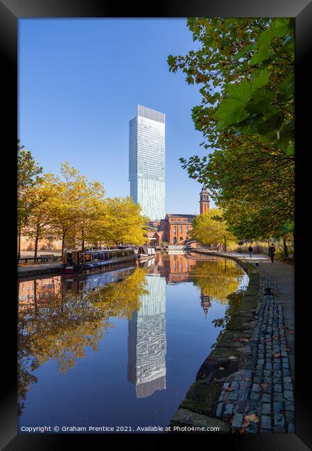 Beetham Tower Reflected in Bridgewater Canal  Framed Print by Graham Prentice