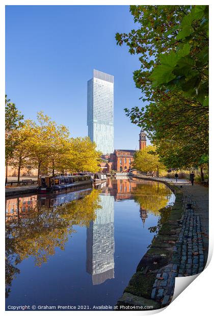 Beetham Tower Reflected in Bridgewater Canal  Print by Graham Prentice