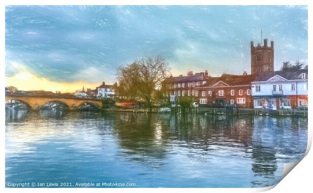 Henley on Thames a Digital Sketch Print by Ian Lewis