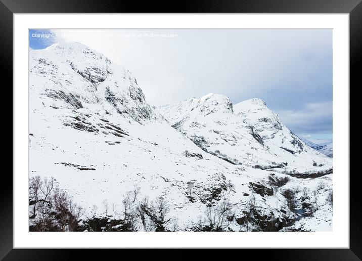Three Sisters of Glencoe in winter snow Framed Mounted Print by Howard Kennedy