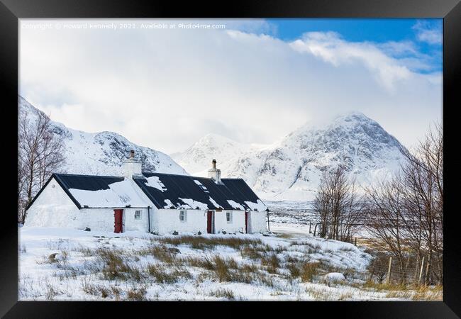 Black Rock Cottage in winter Framed Print by Howard Kennedy