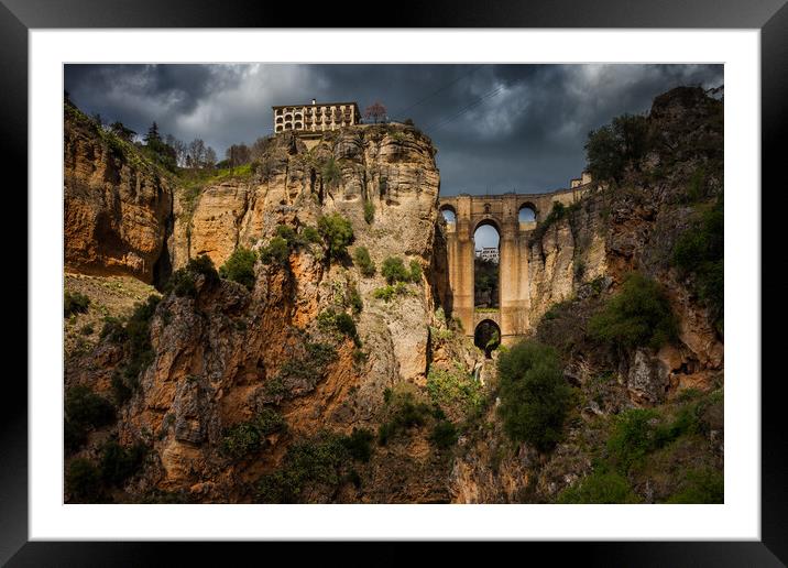 Andalucia Landscape With Ronda Bridge In Spain Framed Mounted Print by Artur Bogacki