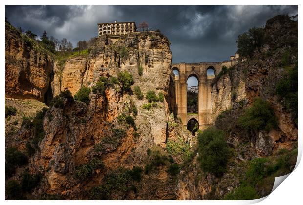Andalucia Landscape With Ronda Bridge In Spain Print by Artur Bogacki