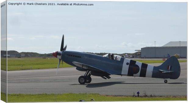 Supermarine Spitfire Take Off Canvas Print by Mark Chesters