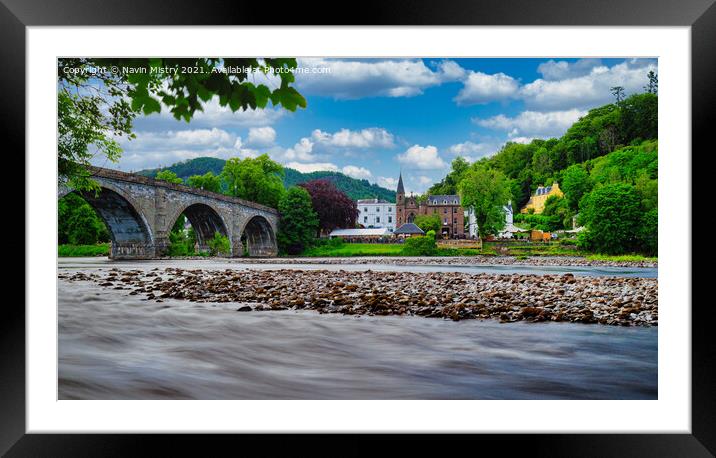 A view of the River Tay and Dunkeld, Perthshire   Framed Mounted Print by Navin Mistry